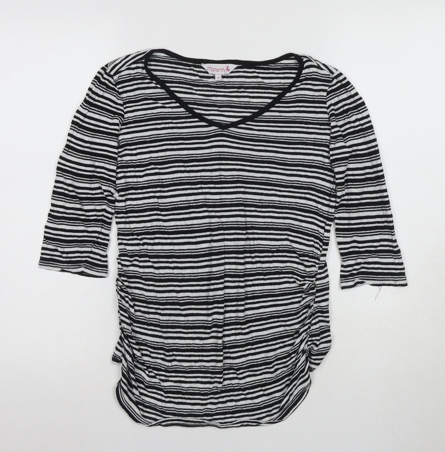 Red Herring Maternity Black & White Striped T-Shirt, Size 10