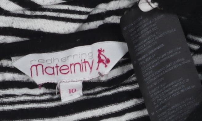 Red Herring Maternity Black & White Striped T-Shirt, Size 10