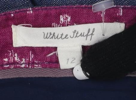 Nettle Firth Women's Blue Linen Embroidered Skirt, Size 12