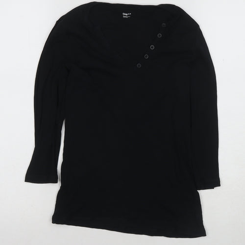 Gap Women's Black V-Neck Long Sleeve T-Shirt S