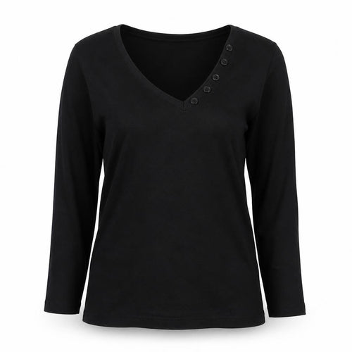 Gap Women's Black V-Neck Long Sleeve T-Shirt S