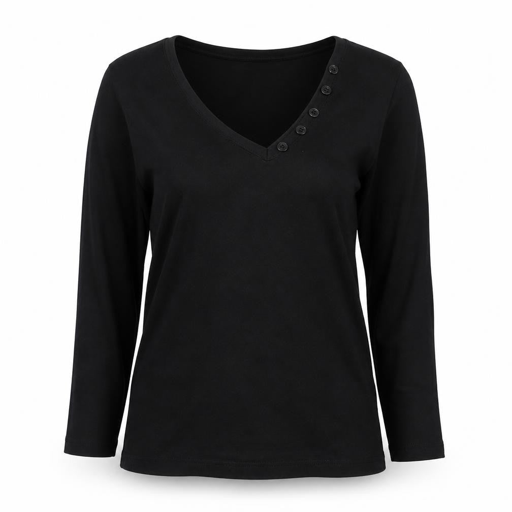 Gap Women's Black V-Neck Long Sleeve T-Shirt S
