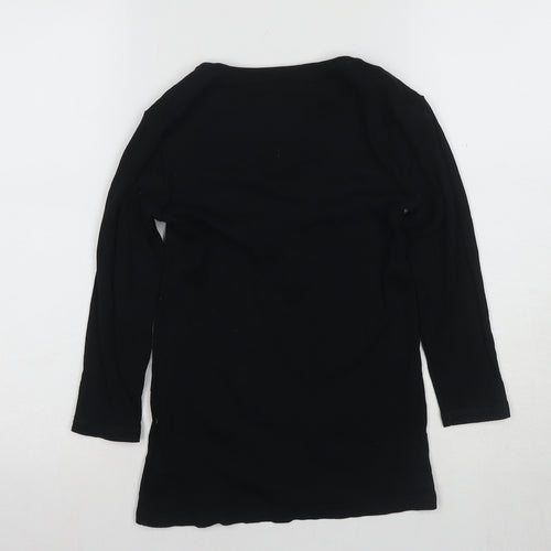 Gap Women's Black V-Neck Long Sleeve T-Shirt S