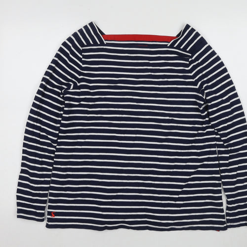 Joules Women Blue Striped Boat Neck T-Shirt Size 14
