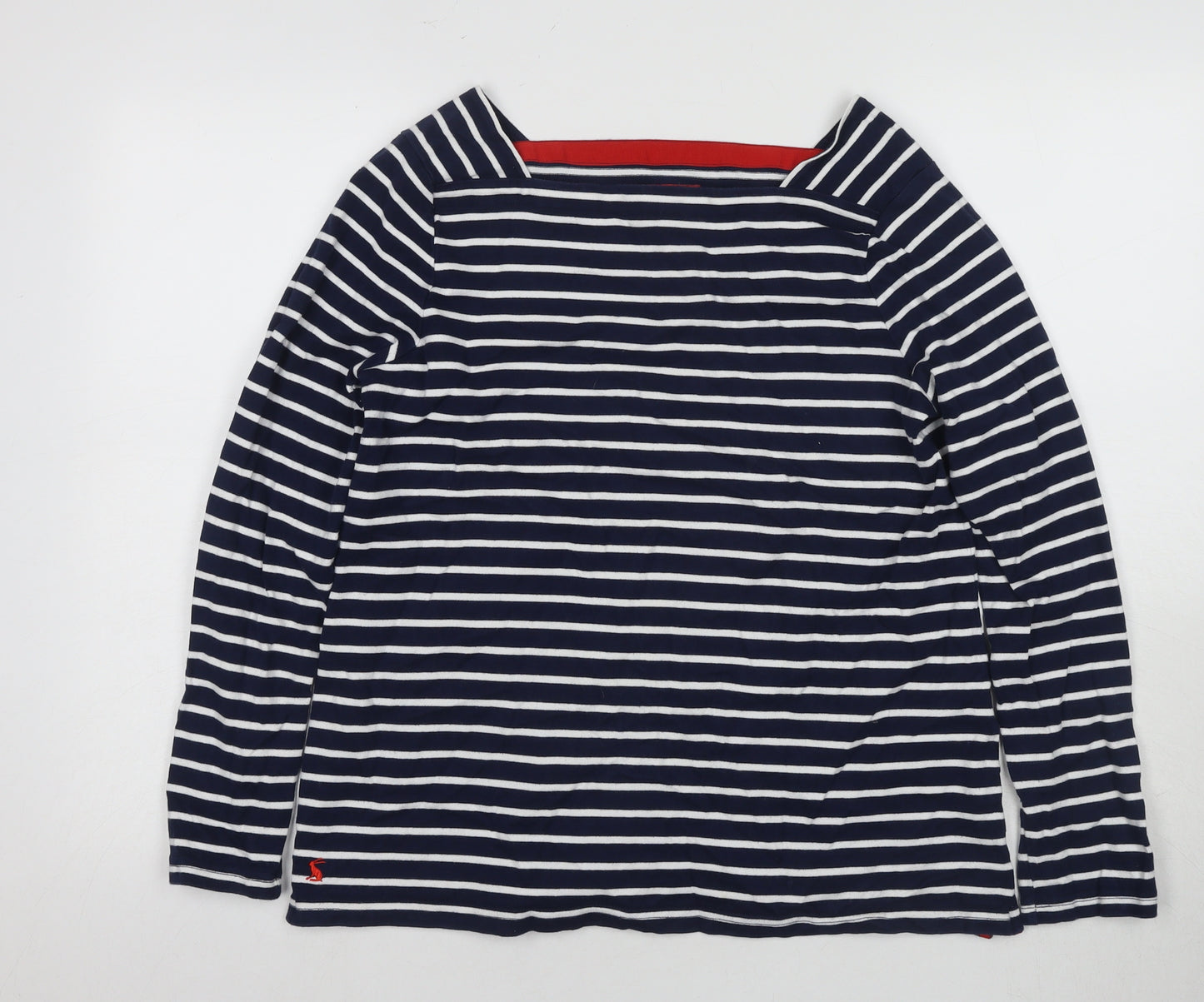 Joules Women Blue Striped Boat Neck T-Shirt Size 14