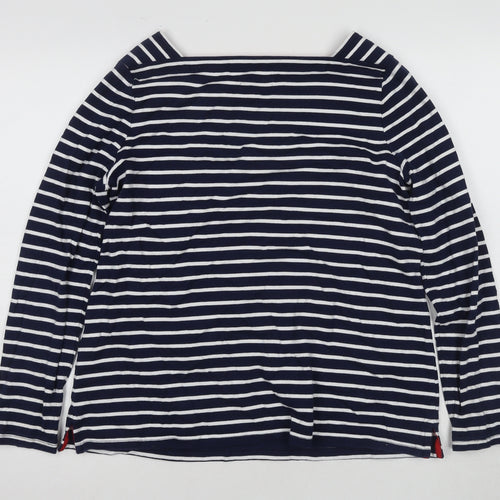 Joules Women Blue Striped Boat Neck T-Shirt Size 14