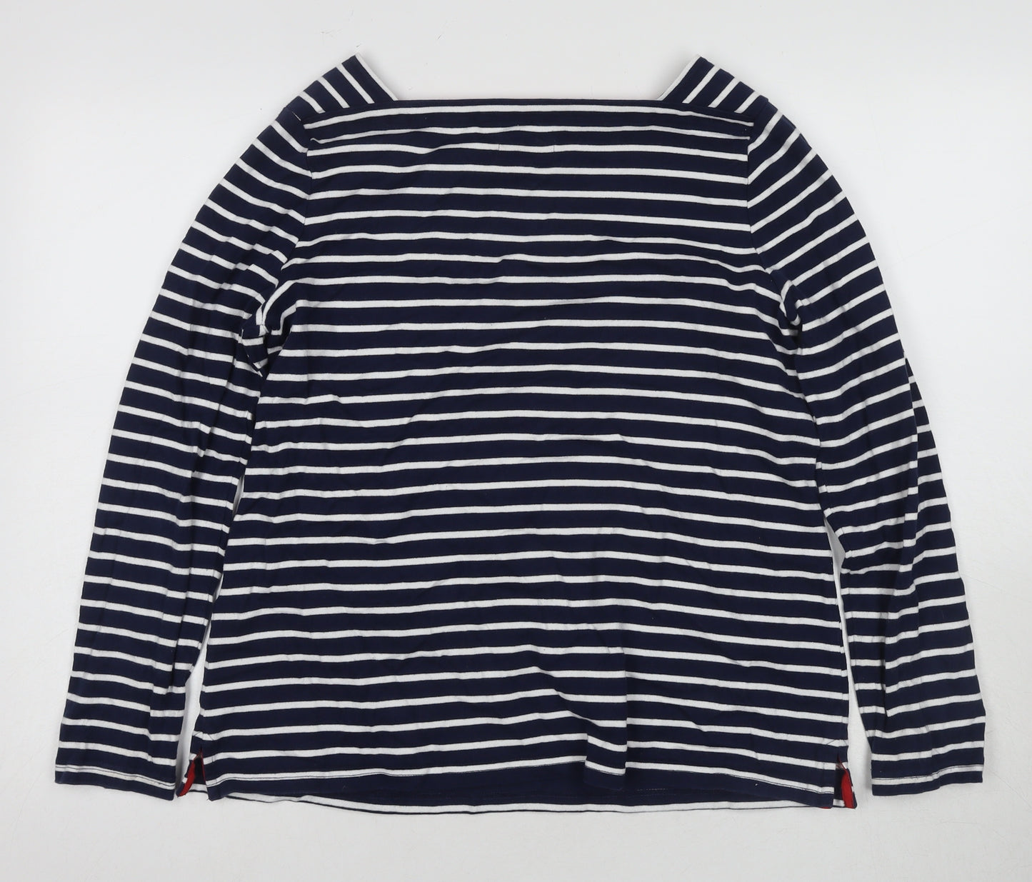 Joules Women Blue Striped Boat Neck T-Shirt Size 14