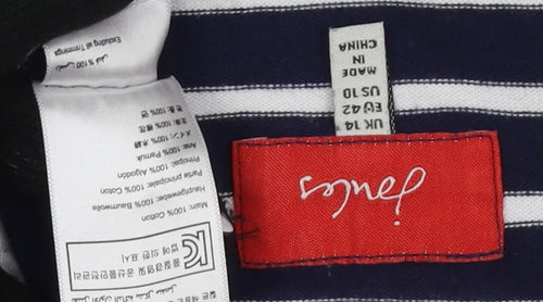 Joules Women Blue Striped Boat Neck T-Shirt Size 14