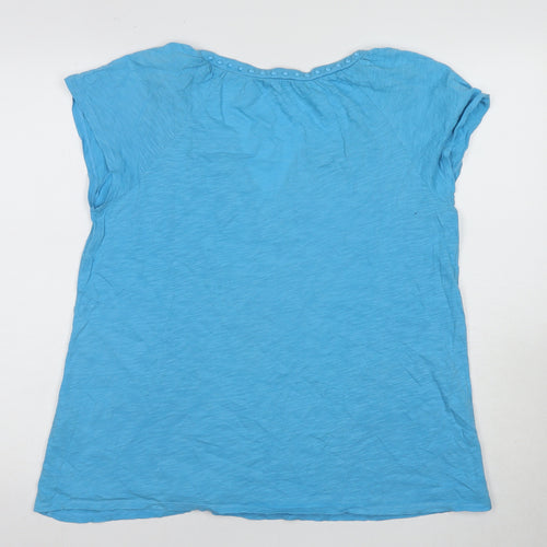 Boden Women's Blue Embroidered Short Sleeve Blouse Size 8