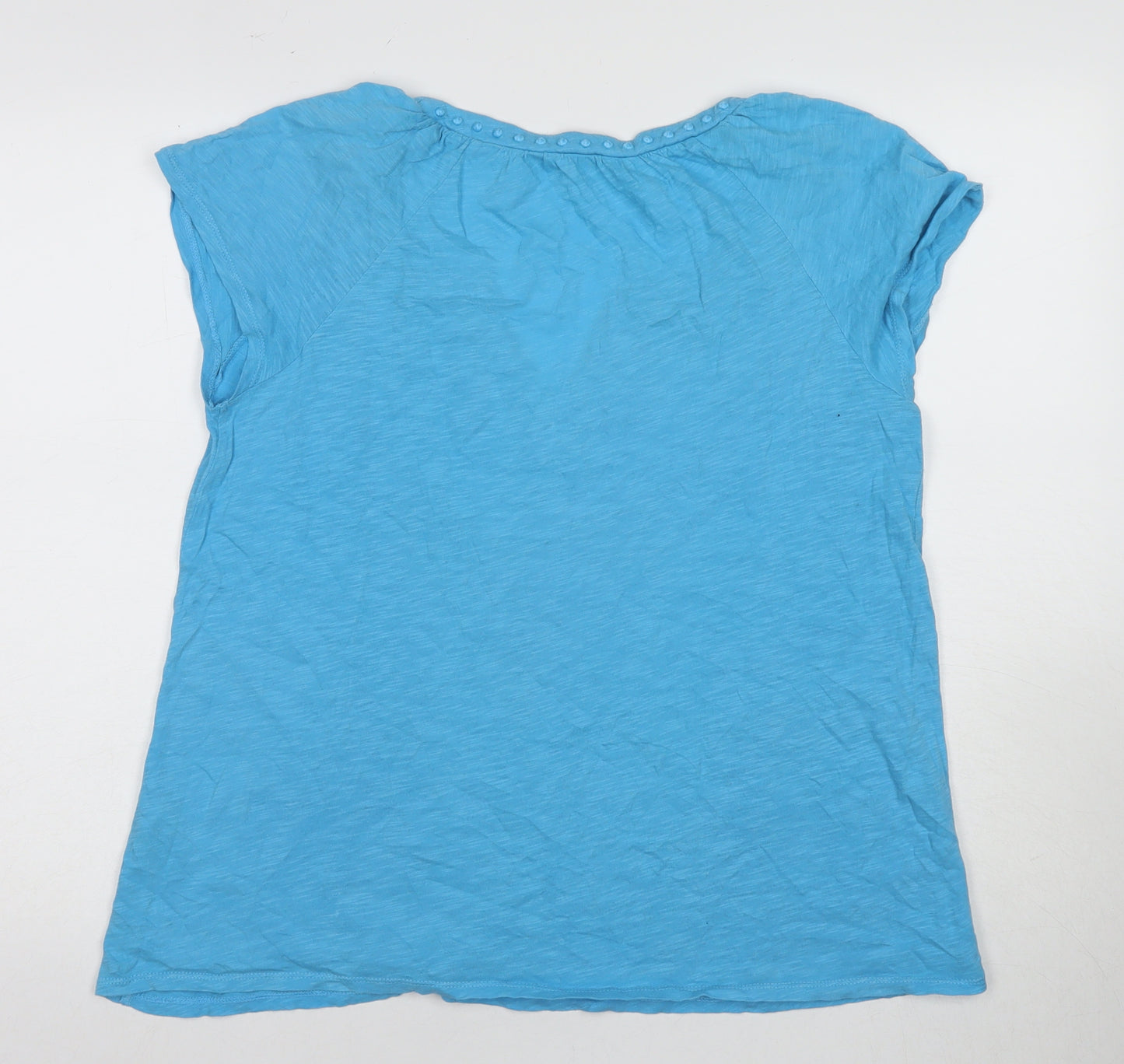 Boden Women's Blue Embroidered Short Sleeve Blouse Size 8