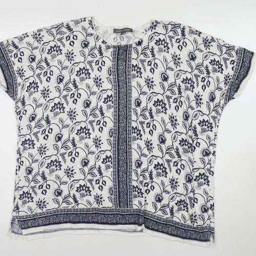 Laura Ashley Women's White Floral Tunic Blouse - S