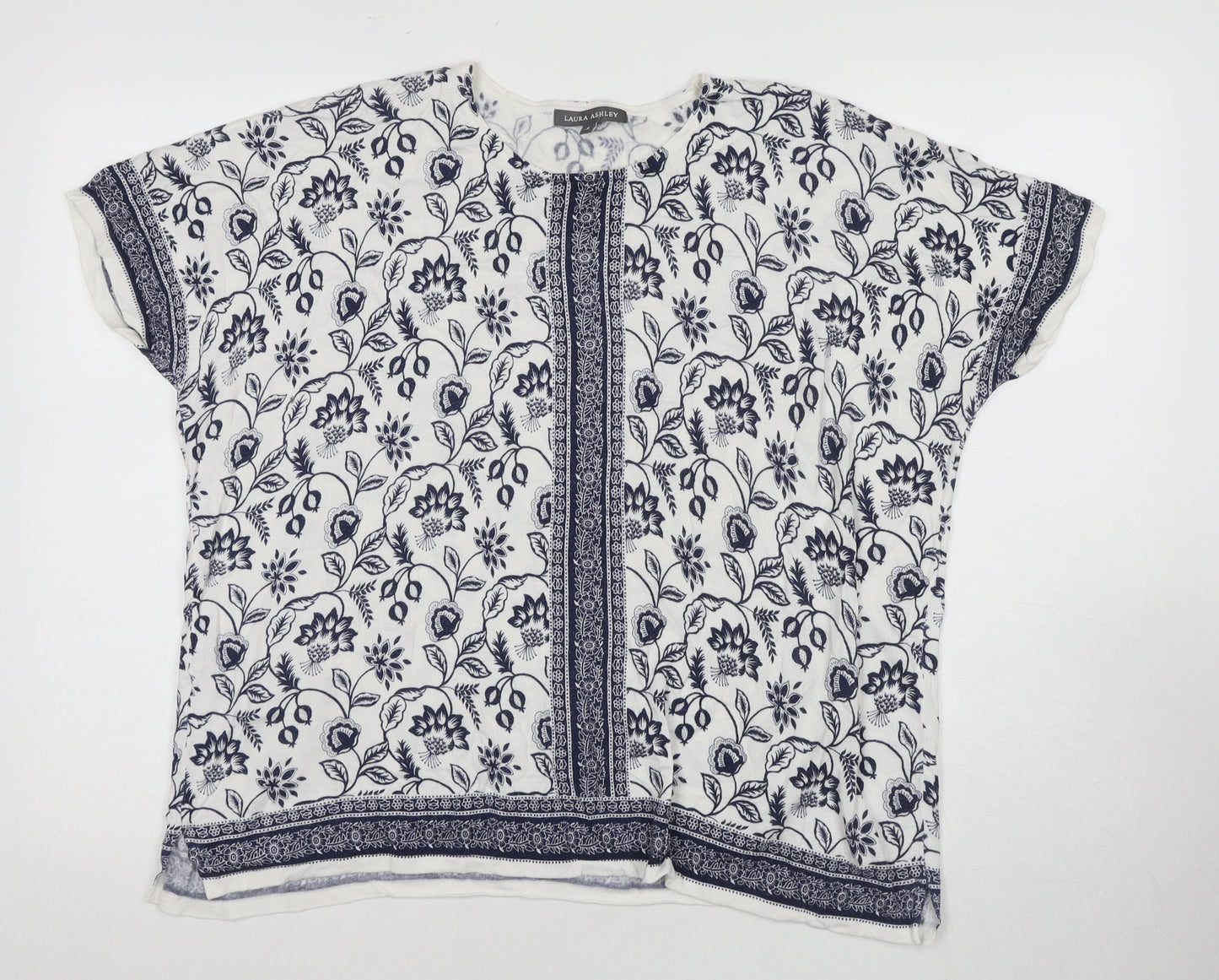 Laura Ashley Women's White Floral Tunic Blouse - S