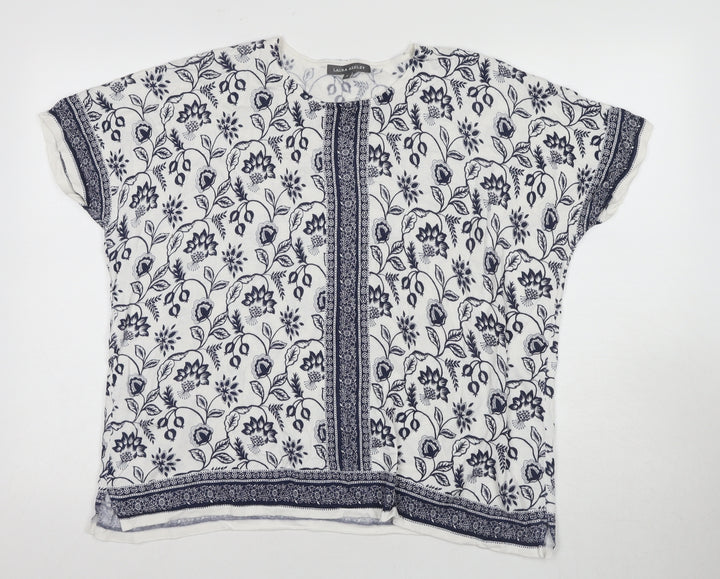 Laura Ashley Women's White Floral Tunic Blouse - S