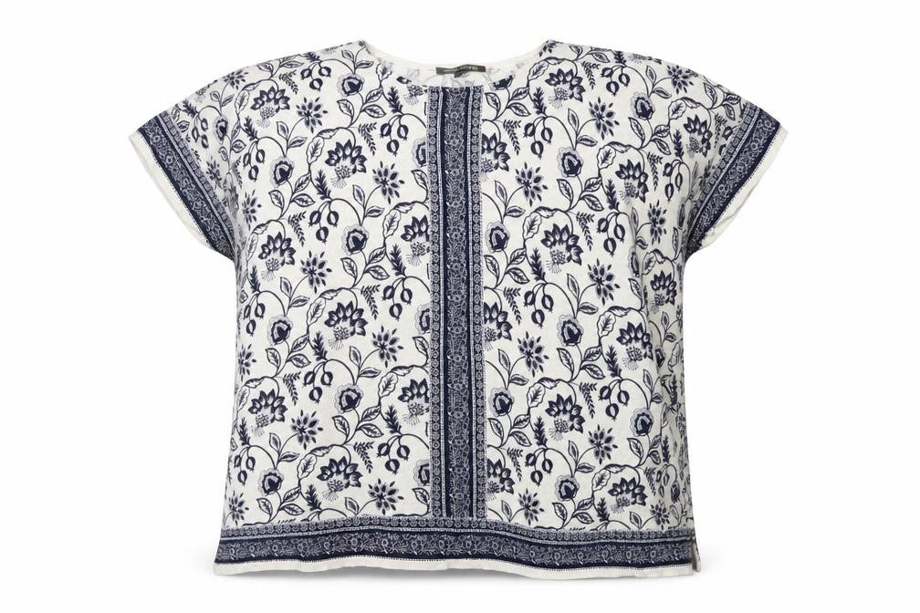 Front view of Laura Ashley Women's White Floral Tunic Blouse - S