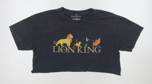 Front view of Pull&Bear The Lion King Cropped T-Shirt Black M