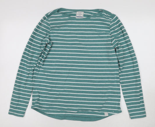 Fat Face Women's Green Striped Long Sleeve T-Shirt