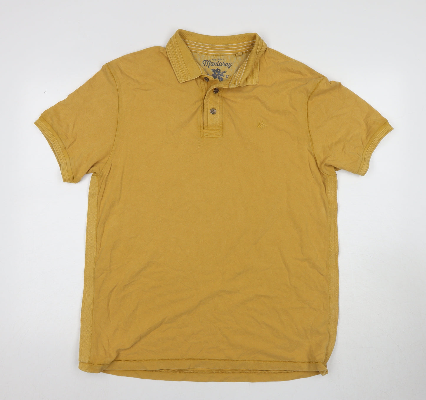 Mantaray Men's Yellow Polo Shirt L Short Sleeve Cotton