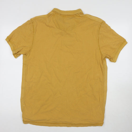 Mantaray Men's Yellow Polo Shirt L Short Sleeve Cotton