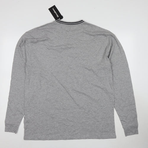 Threadbare Men's Grey Retro Long Sleeve T-Shirt - S