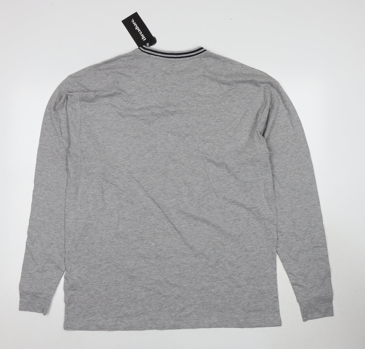 Threadbare Men's Grey Retro Long Sleeve T-Shirt - S