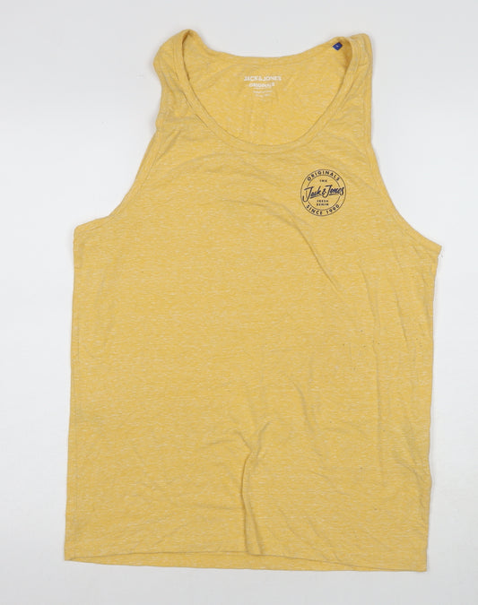 Jack & Jones Men's Yellow Sleeveless T-Shirt - L