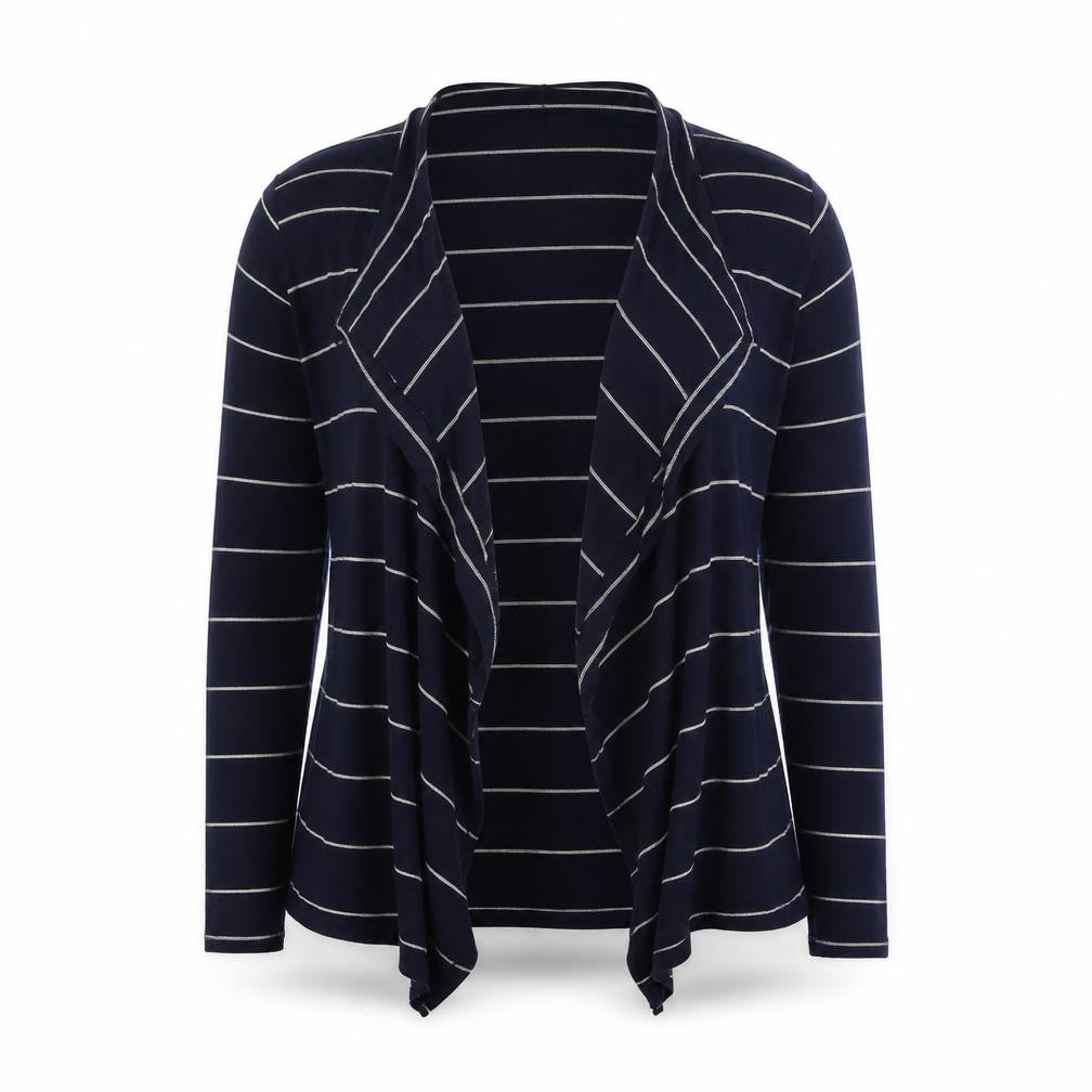 Linda Matthews Women's Blue Cardigan, L, Striped