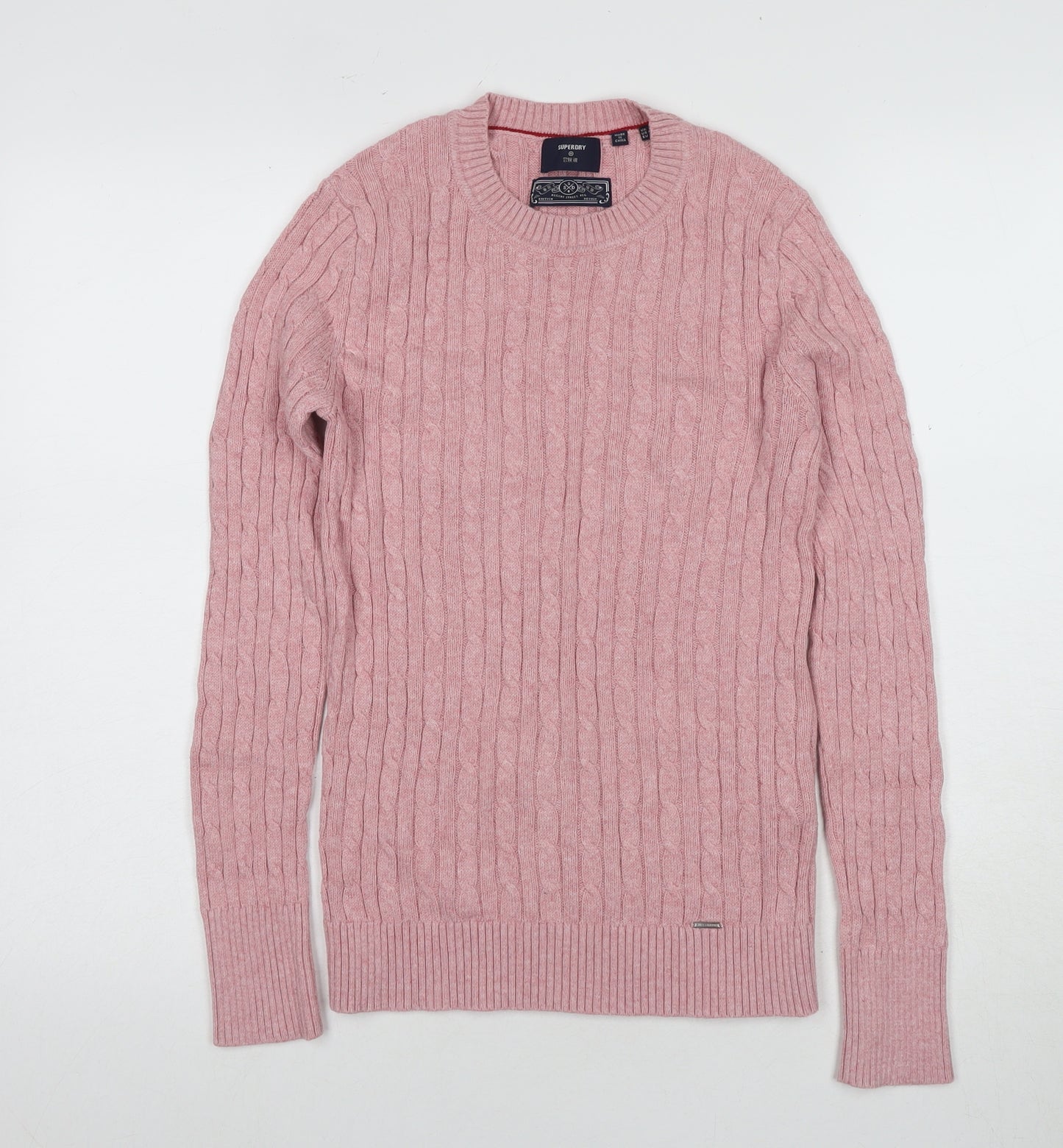 Superdry Women's Pink Cable-Knit Pullover Jumper Size 10