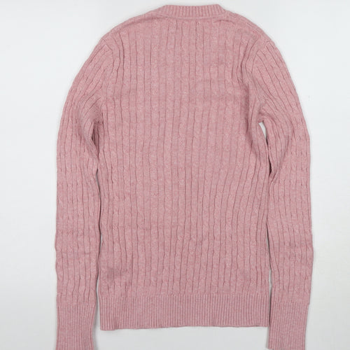 Superdry Women's Pink Cable-Knit Pullover Jumper Size 10