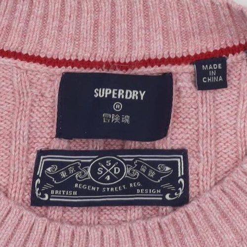 Superdry Women's Pink Cable-Knit Pullover Jumper Size 10