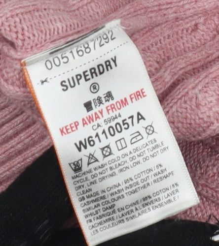 Superdry Women's Pink Cable-Knit Pullover Jumper Size 10