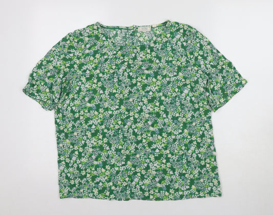 Fat Face Women's Green Floral Top Size 12