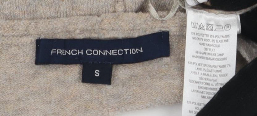 French Connection Women's Beige V-Neck Jumper, S, 3/4 Sleeve