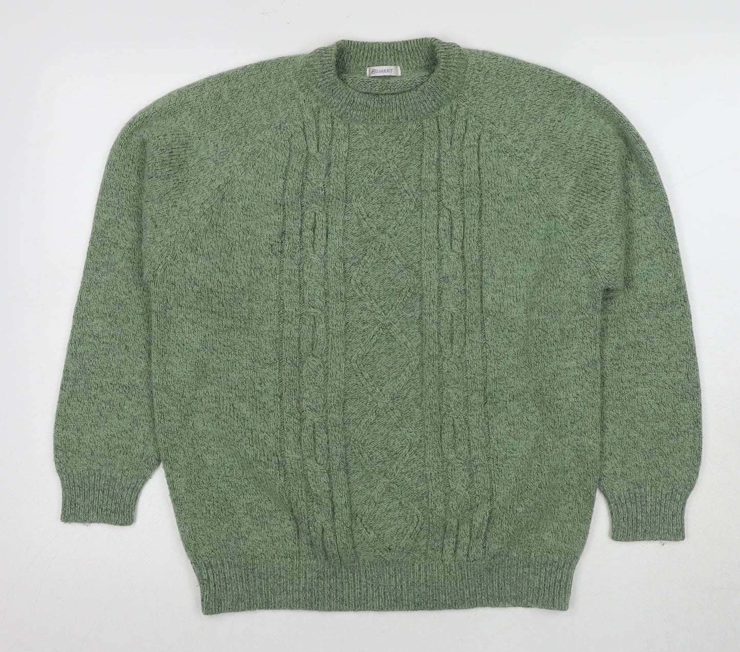 Damart Women's Green Cable-Knit Wool Blend Jumper L