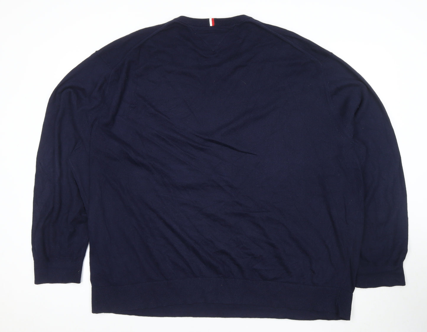 Tommy Hilfiger Men's Blue V-Neck Pullover Cotton Jumper 2XL