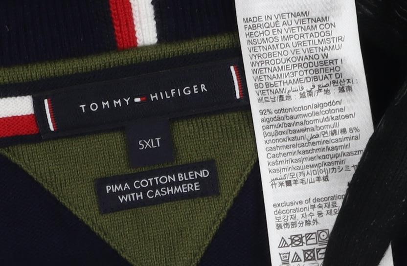 Tommy Hilfiger Men's Blue V-Neck Pullover Cotton Jumper 2XL