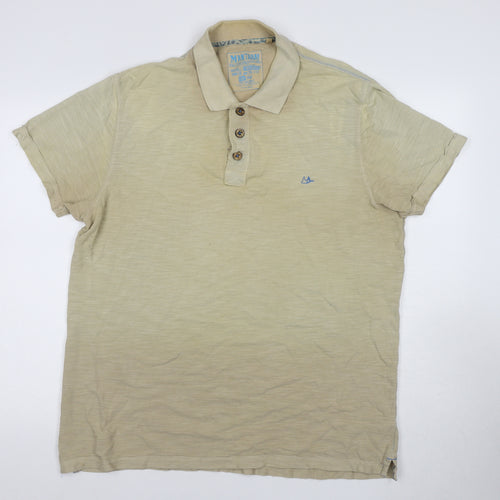 Mantaray Men's Beige Cotton Polo Shirt Size L