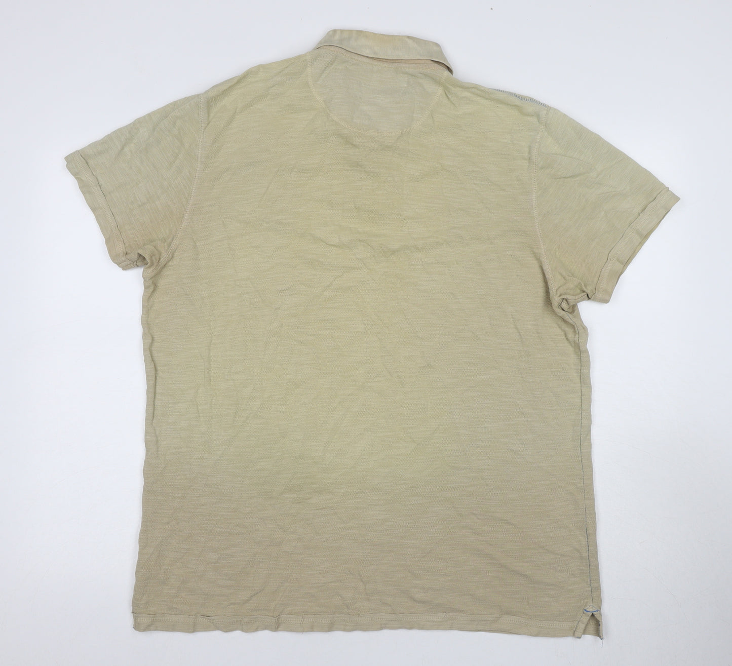 Mantaray Men's Beige Cotton Polo Shirt Size L