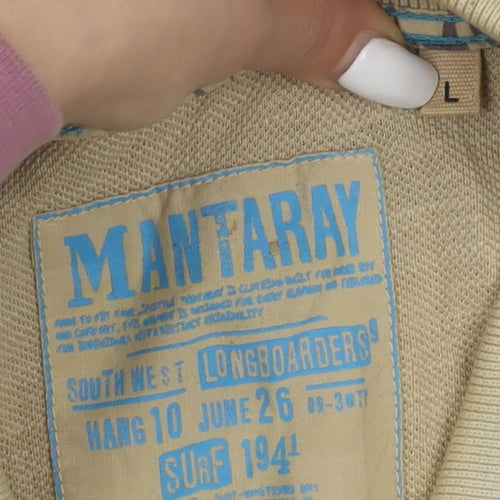 Mantaray Men's Beige Cotton Polo Shirt Size L