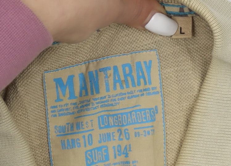 Mantaray Men's Beige Cotton Polo Shirt Size L