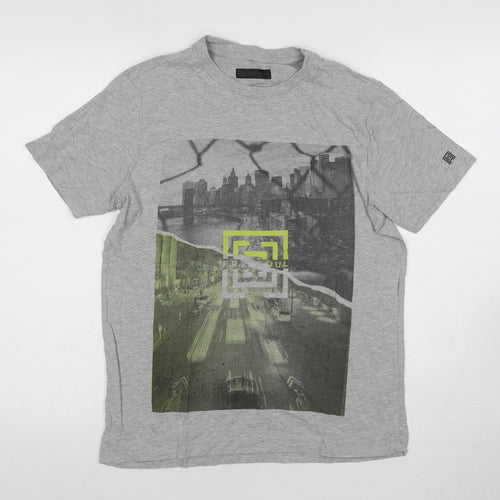 Free Soul Men's Grey Graphic T-Shirt Regular Size S