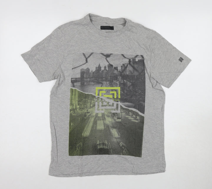 Free Soul Men's Grey Graphic T-Shirt Regular Size S