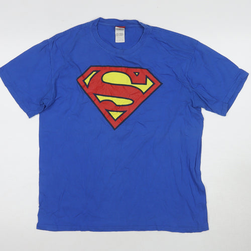 Superman Men's Blue L T-Shirt, DC Comics Graphic Tee