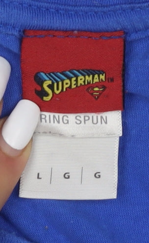 Superman Men's Blue L T-Shirt, DC Comics Graphic Tee