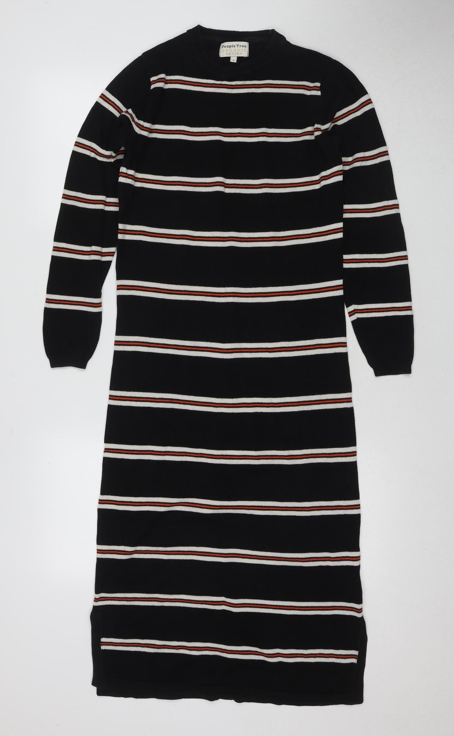 People Tree Women's Black Striped Dress Size 8