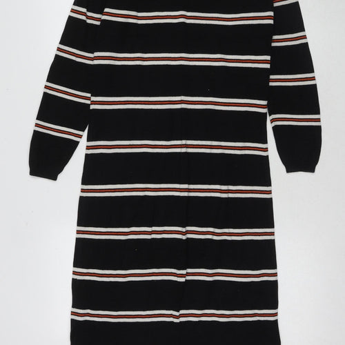 People Tree Women's Black Striped Dress Size 8