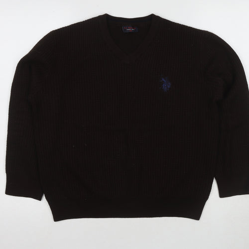 U.S. Polo Assn. Men's Black Wool V-Neck Jumper 2XL