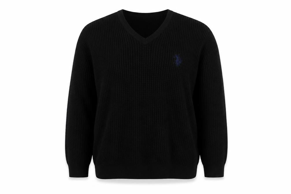 U.S. Polo Assn. Men's Black Wool V-Neck Jumper 2XL