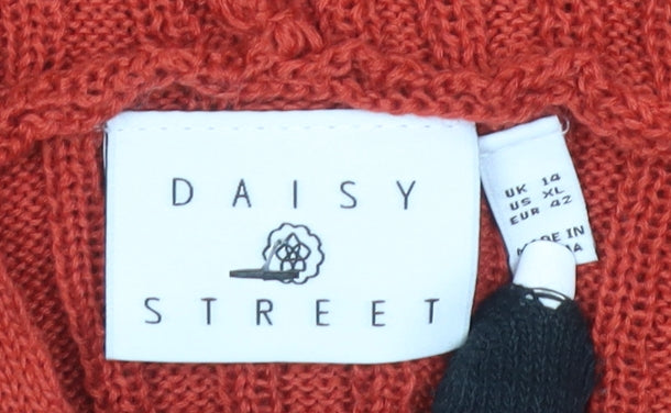 Daisy Street Women's Red Hooded Pullover Jumper, Size 14