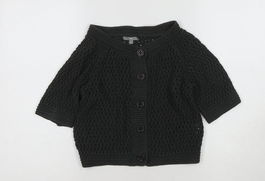 Gap Women's Black Open-Knit Merino Wool Cardigan XS