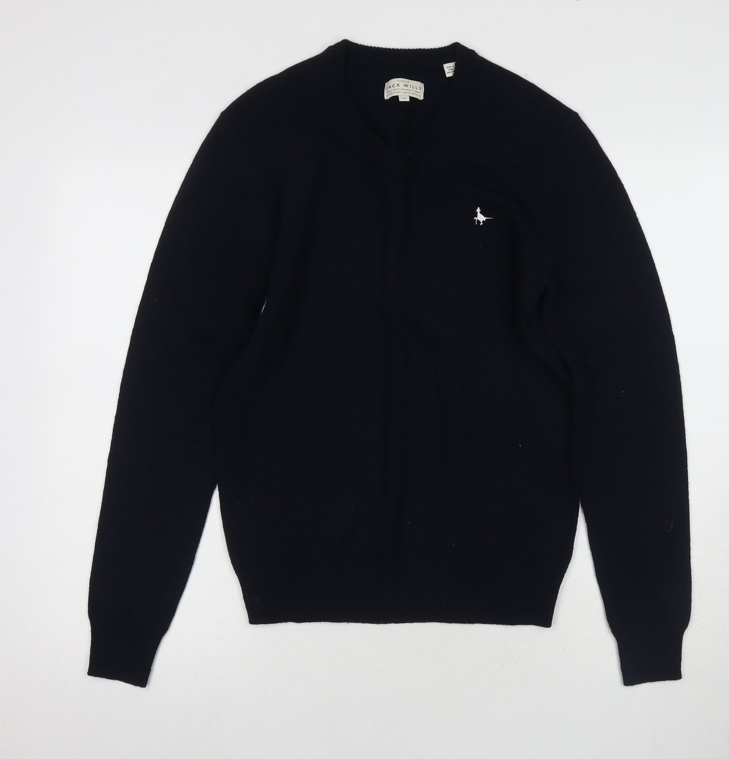 Jack Wills Men's Black Merino Wool Pullover Jumper XS